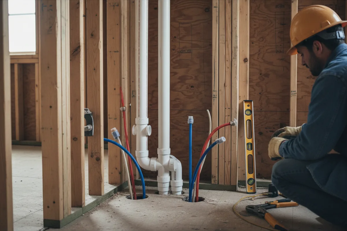 Drain and supply rough-in during Leak Detection in Buxton